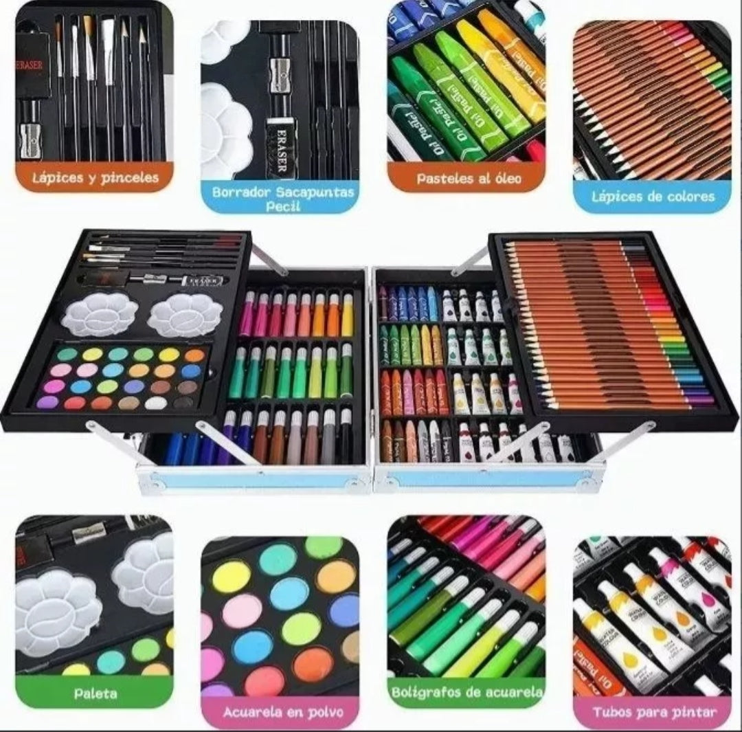 Set de Arte Maletín Metálica 145 piezas